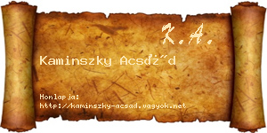 Kaminszky Acsád névjegykártya